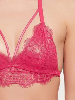 Women Pink Lace Net Bra Set