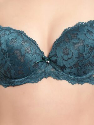 BRACHY Women Green Self Design Bra and Underwear Set
