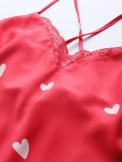 Pink & White Printed Women Night Suit