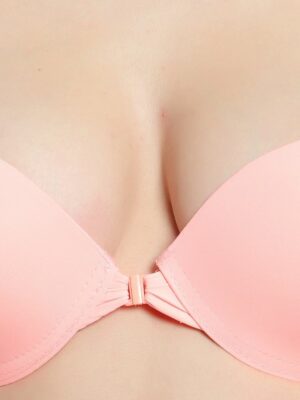 Women Peach Coloured Solid Push Up Bra Set