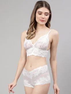 CUKOO White Lace Bra and Panty Set