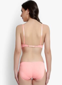 Women Peach Coloured Solid Push Up Bra Set