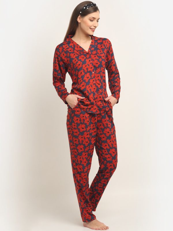 Claura Women Floral Printed Cotton Night Suit