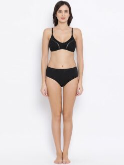 Imported Women Black Cotton Bra Set