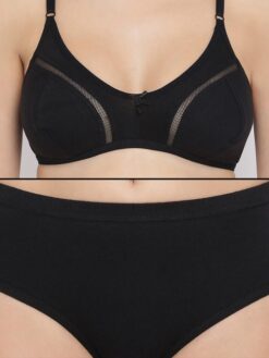 Imported Women Black Cotton Bra Set