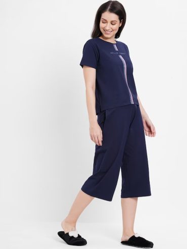 Sweet Dreams Navy Blue Women Night Suit