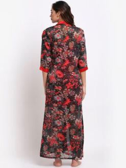 Red Floral Printed Sexy Nightdress