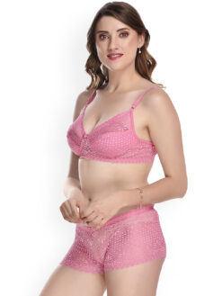 Self Design Cotton Bra Set