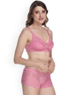 Self Design Cotton Bra Set