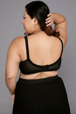 Cotton Rich Full Figure Embroidered Bra in Black