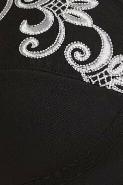 Cotton Rich Full Figure Embroidered Bra in Black