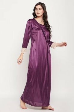 8 Pc Satin Sexy Bridal Nightwear Set - Navy