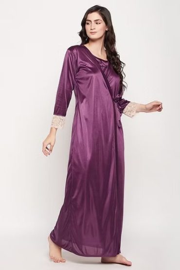 8 Pc Satin Sexy Bridal Nightwear Set - Navy