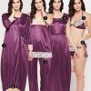 8 Pc Satin Sexy Bridal Nightwear Set - Navy | Buy Sexy Bridal Nightwear Set Online in Pakistan, Nighty Dress Online Shopping in Pakistan, Sexy Night Dress for Wife, Sexy Night Suits for Women