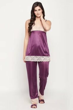 8 Pc Satin Sexy Bridal Nightwear Set - Navy
