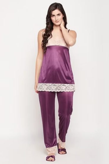 8 Pc Satin Sexy Bridal Nightwear Set - Navy