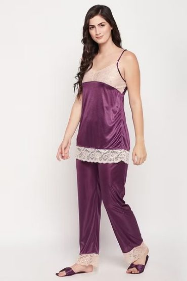 8 Pc Satin Sexy Bridal Nightwear Set - Navy