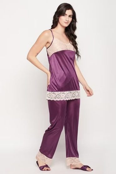 8 Pc Satin Sexy Bridal Nightwear Set - Navy