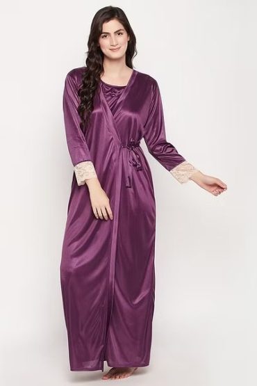 8 Pc Satin Sexy Bridal Nightwear Set - Navy