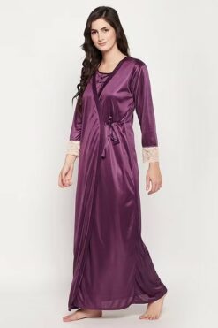 8 Pc Satin Sexy Bridal Nightwear Set - Navy