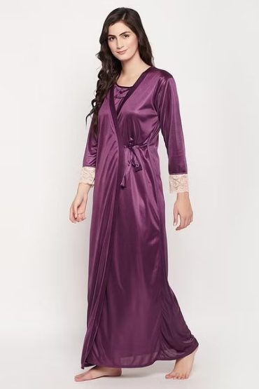 8 Pc Satin Sexy Bridal Nightwear Set - Navy