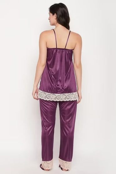 8 Pc Satin Sexy Bridal Nightwear Set - Navy