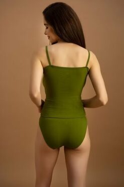 Olive Green Camisole With Bikini Panty
