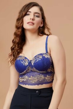 Royal Blue Padded Full Cup Bra Set