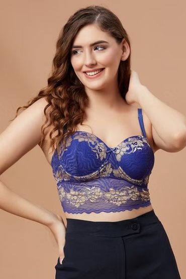 Royal Blue Padded Full Cup Bra Set