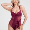 Lovehoney Moonlight Wine Crotchless Plunge Teddy