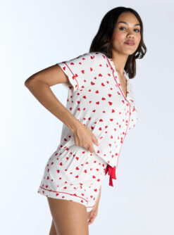Heart Modal Short Pyjama Set - Ivory Mix