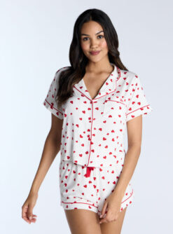 Heart Modal Short Pyjama Set - Ivory Mix