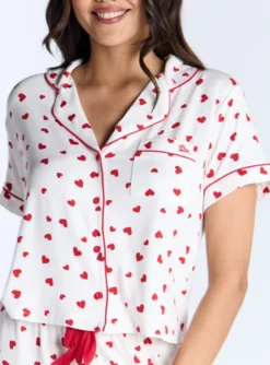 Heart Modal Short Pyjama Set - Ivory Mix