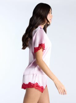 Amelia Satin Short Pyjama Set Light Pink
