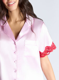 Amelia Satin Short Pyjama Set Light Pink