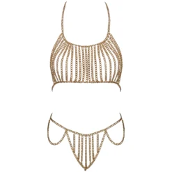 Cottelli Chain Top & String Gold Lingerie