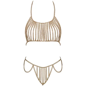 Cottelli Chain Top & String Gold Lingerie
