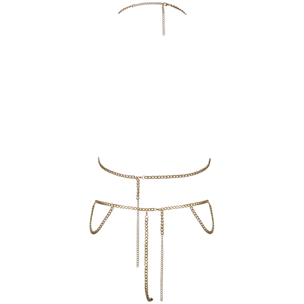 Cottelli Chain Top & String Gold Lingerie