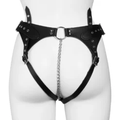 Leather Chastity Belt for Women with Chain