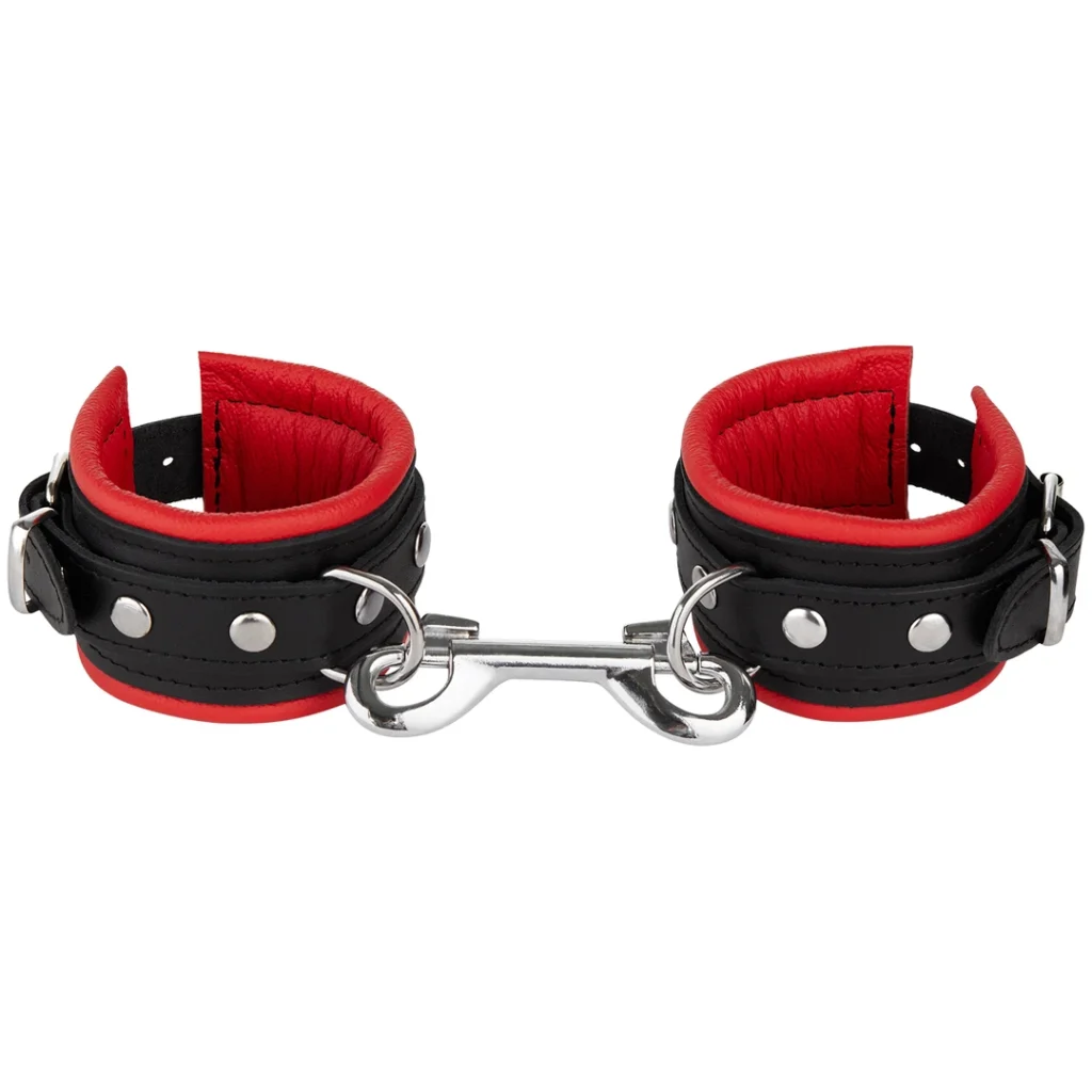 Wrist Cuffs Leather Narrow Red