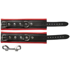 Wrist Cuffs Leather Narrow Red