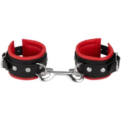 Wrist Cuffs Leather Narrow Red