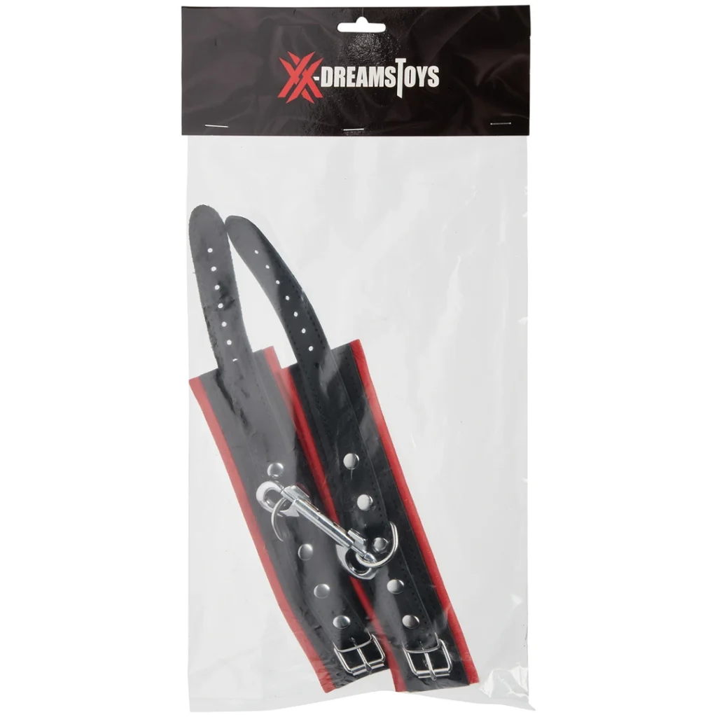 Wrist Cuffs Leather Narrow Red