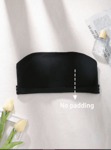 Strapless Solid Color Cross Back Bandeau Bra