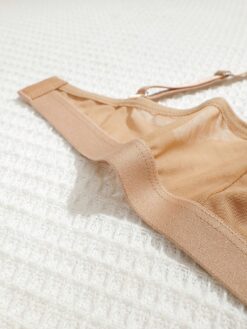 NudeFit 1pc Mesh Sheer Solid Color Wireless Bra For Women