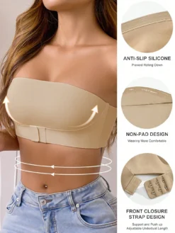 Women's Strapless Bridal Lingerie Bandeau Bra