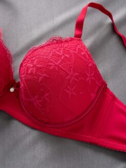 Sexy Lace Simple Gather Small Bust Enhancing Underwire Bra