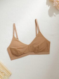 NudeFit 1pc Mesh Sheer Solid Color Wireless Bra For Women