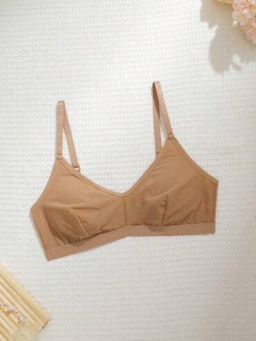NudeFit 1pc Mesh Sheer Solid Color Wireless Bra For Women