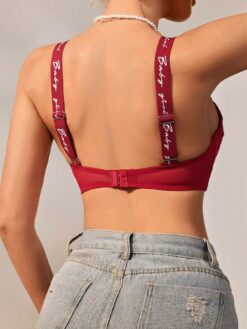 Ladies' Lace Bra With Letter Printed Shoulder Straps